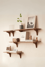 Load image into Gallery viewer, Solid Walnut Wood Wall-Mounted Floating Shelf