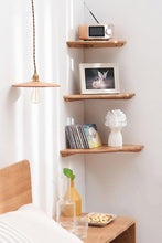 Load image into Gallery viewer, Solid Timber Wood Wall-Mounted Floating Wooden Corner Shelf - Natural