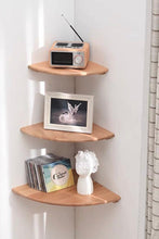 Load image into Gallery viewer, Solid Timber Wood Wall-Mounted Floating Wooden Corner Shelf - Natural