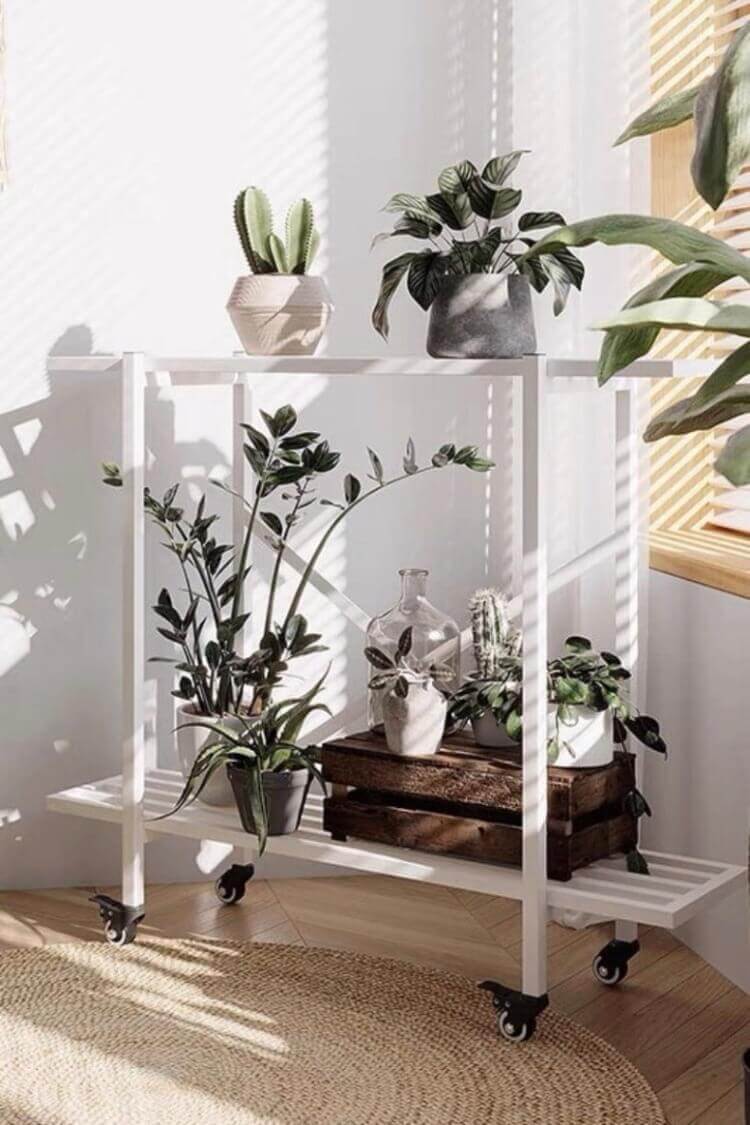 white plant stand indoor Metal Shelving - Erik 2 Tier Metal Plant Stand - White | Urban Leaf