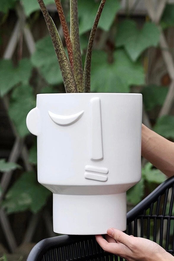 ceramic face plant pot Ceramic Face Planter - White Pot