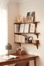 Load image into Gallery viewer, Solid Walnut Wood Wall-Mounted Floating Shelf
