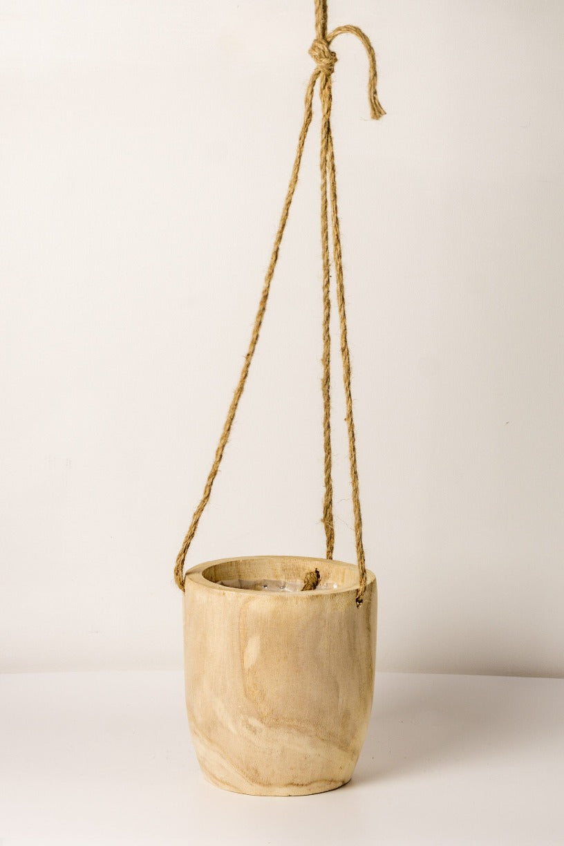 Paulownia Wooden Hanging Planter 16.5cm