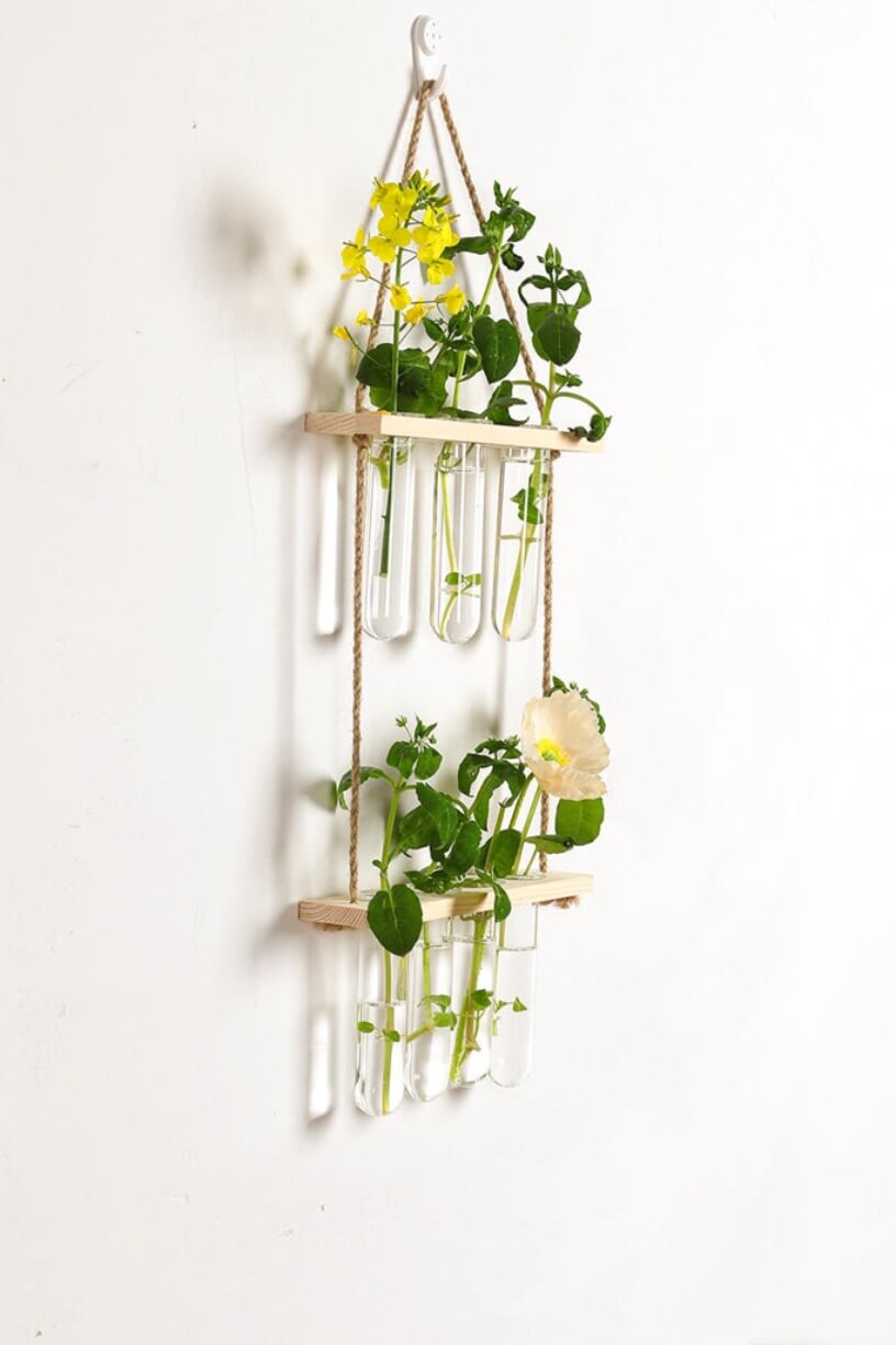 2 Tier Wall Hanging Test Tube Propagation Station - Natural